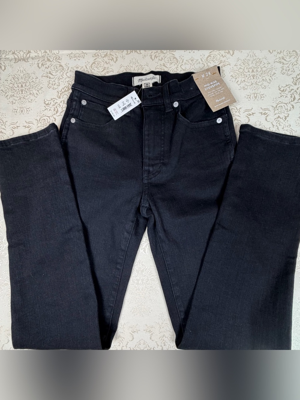 Madewell NWT Mid-Rise Stovepipe Women’s Black Slim Jeans 24